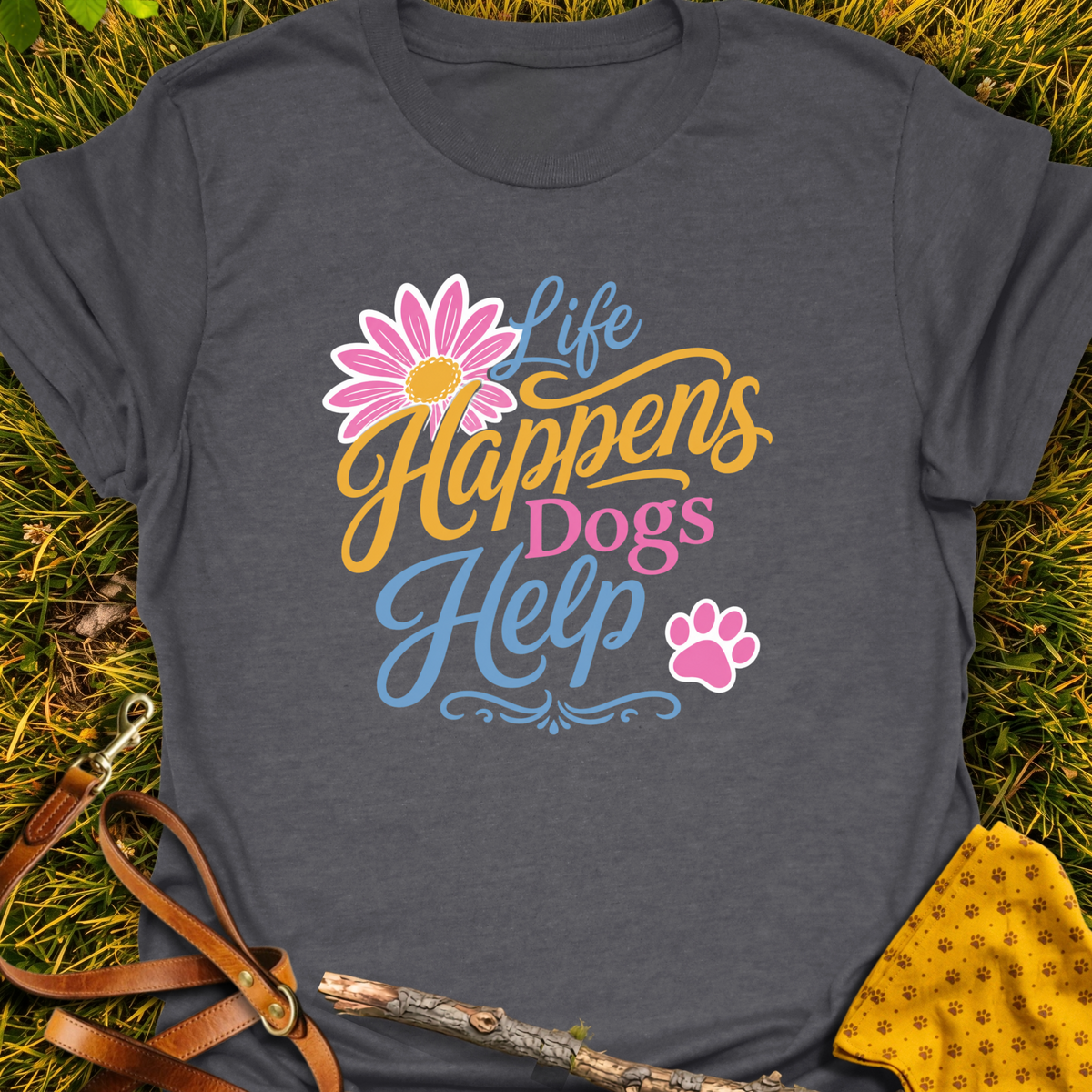 Dogs Help T-shirt T-shirt in Dark Heather Grey - Furever Mode rescue dog tee