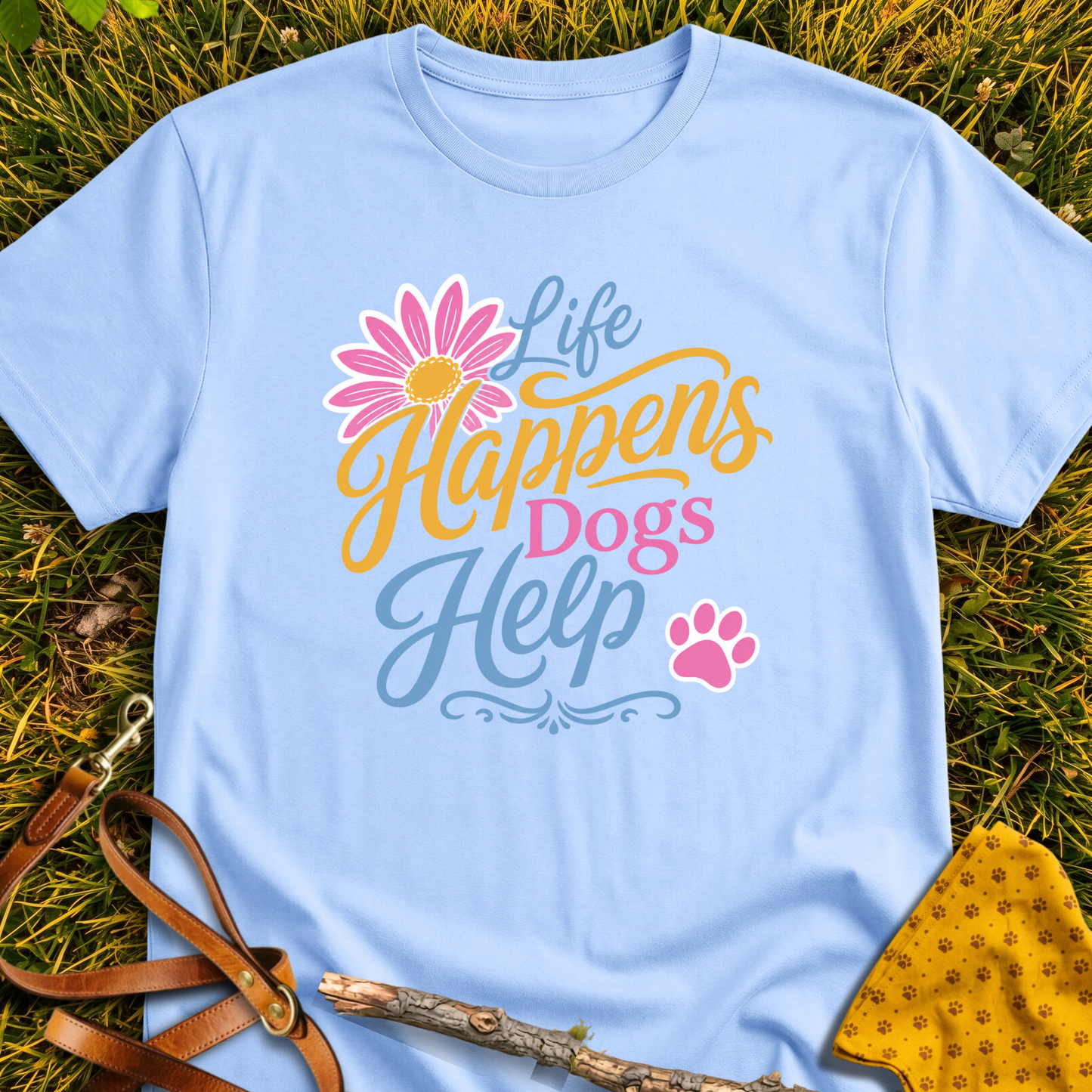 Dogs Help T-shirt T-shirt in Light Blue - Furever Mode rescue dog tee