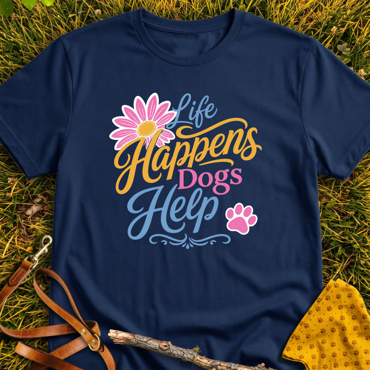 Dogs Help T-shirt T-shirt in Navy - Furever Mode rescue dog tee