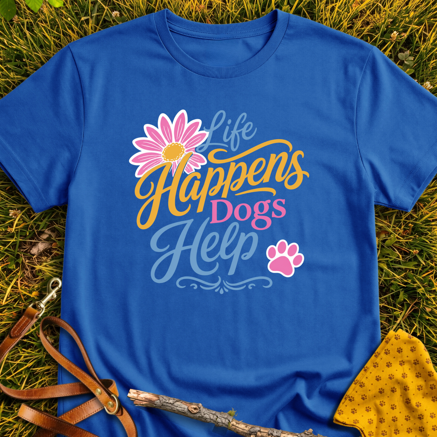 Dogs Help T-shirt T-shirt in Royal - Furever Mode rescue dog tee