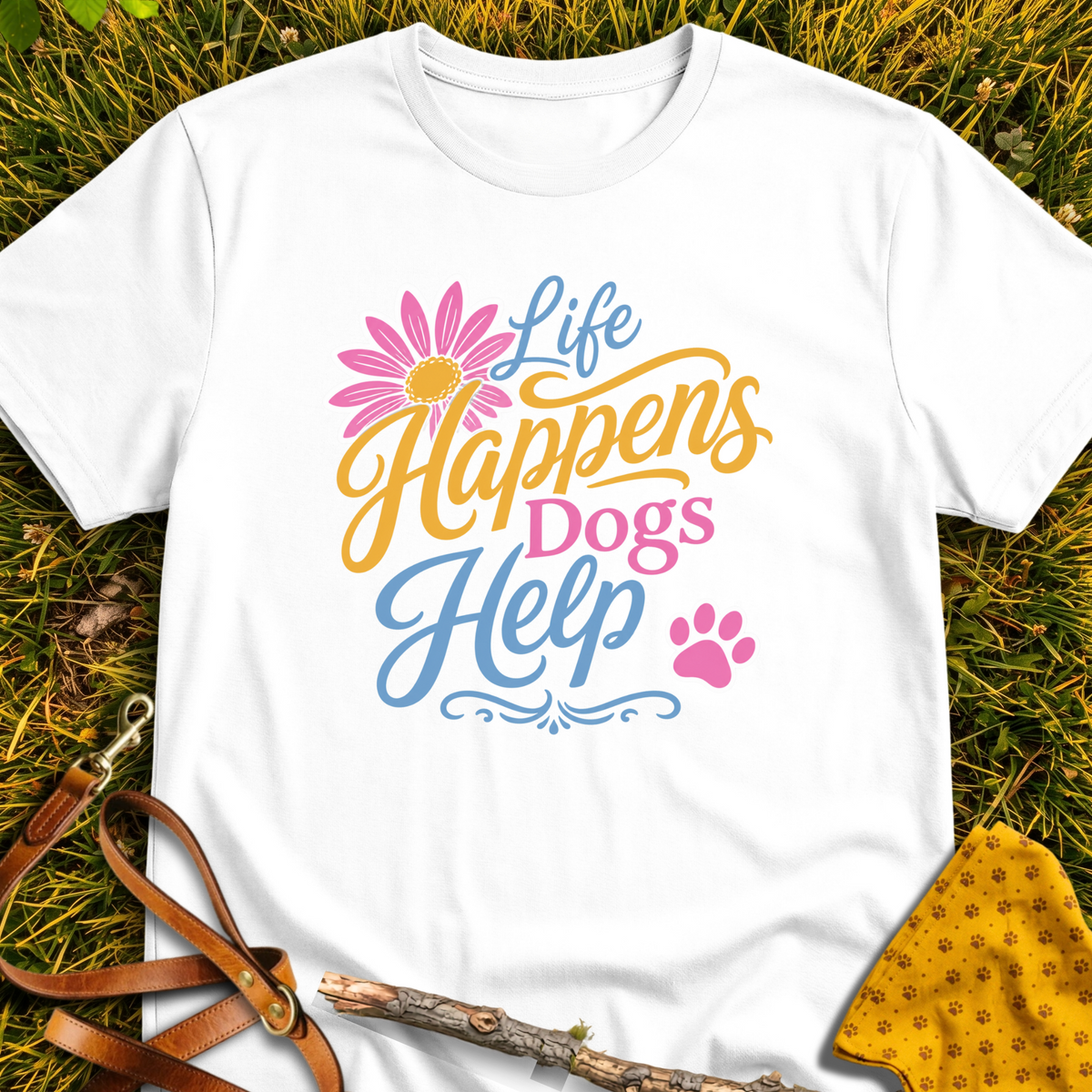 Dogs Help T-shirt T-shirt in White - Furever Mode rescue dog tee