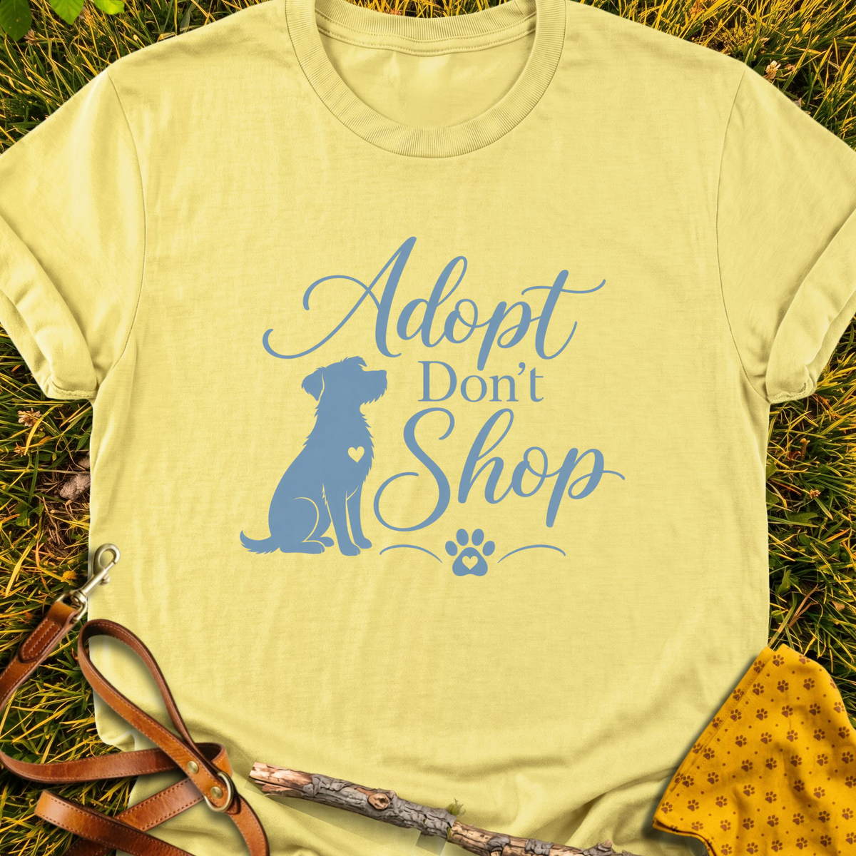 Don't Shop T-shirt T-shirt in Cornsilk - Furever Mode rescue dog tee