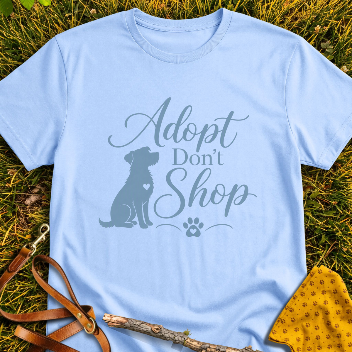 Don't Shop T-shirt T-shirt in Light Blue - Furever Mode rescue dog tee
