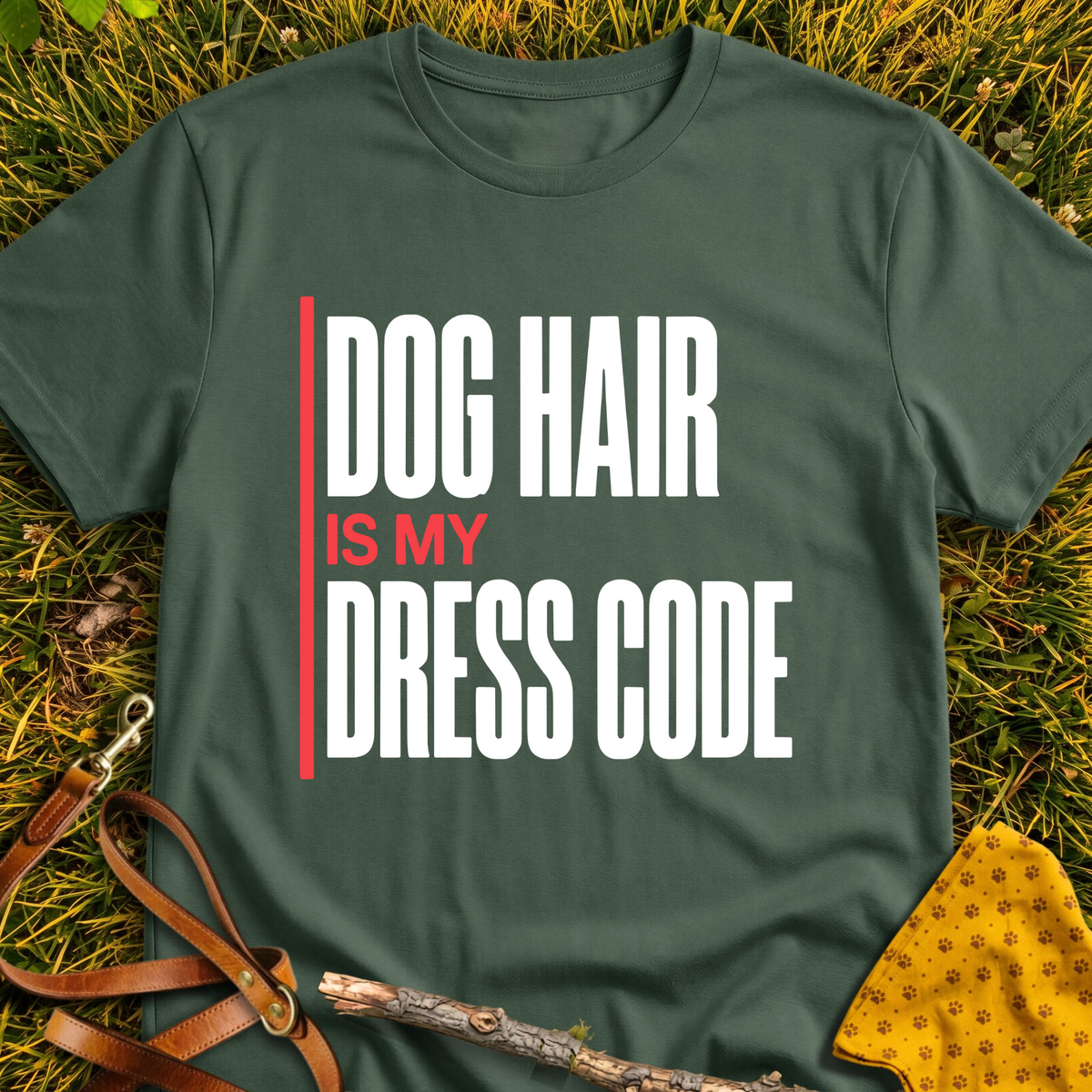 Dress Code T-shirt T-shirt in Military Green - Furever Mode rescue dog tee