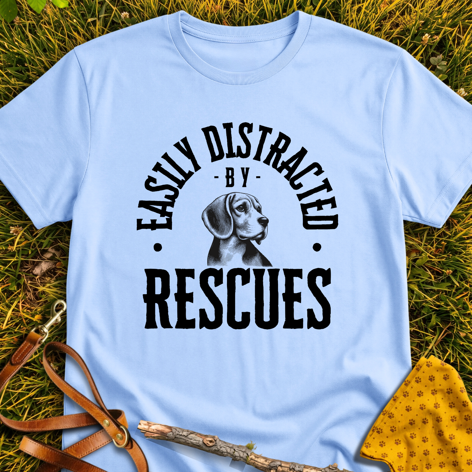 Easily Distracted T-shirt T-shirt in Light Blue - Furever Mode rescue dog tee