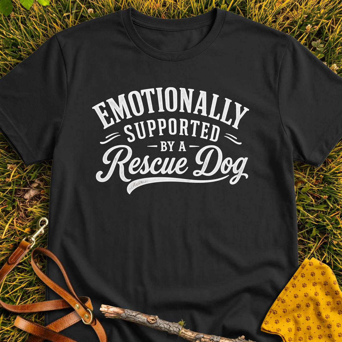 Emotionally Supported T-shirt T-shirt in Black - Furever Mode rescue dog tee