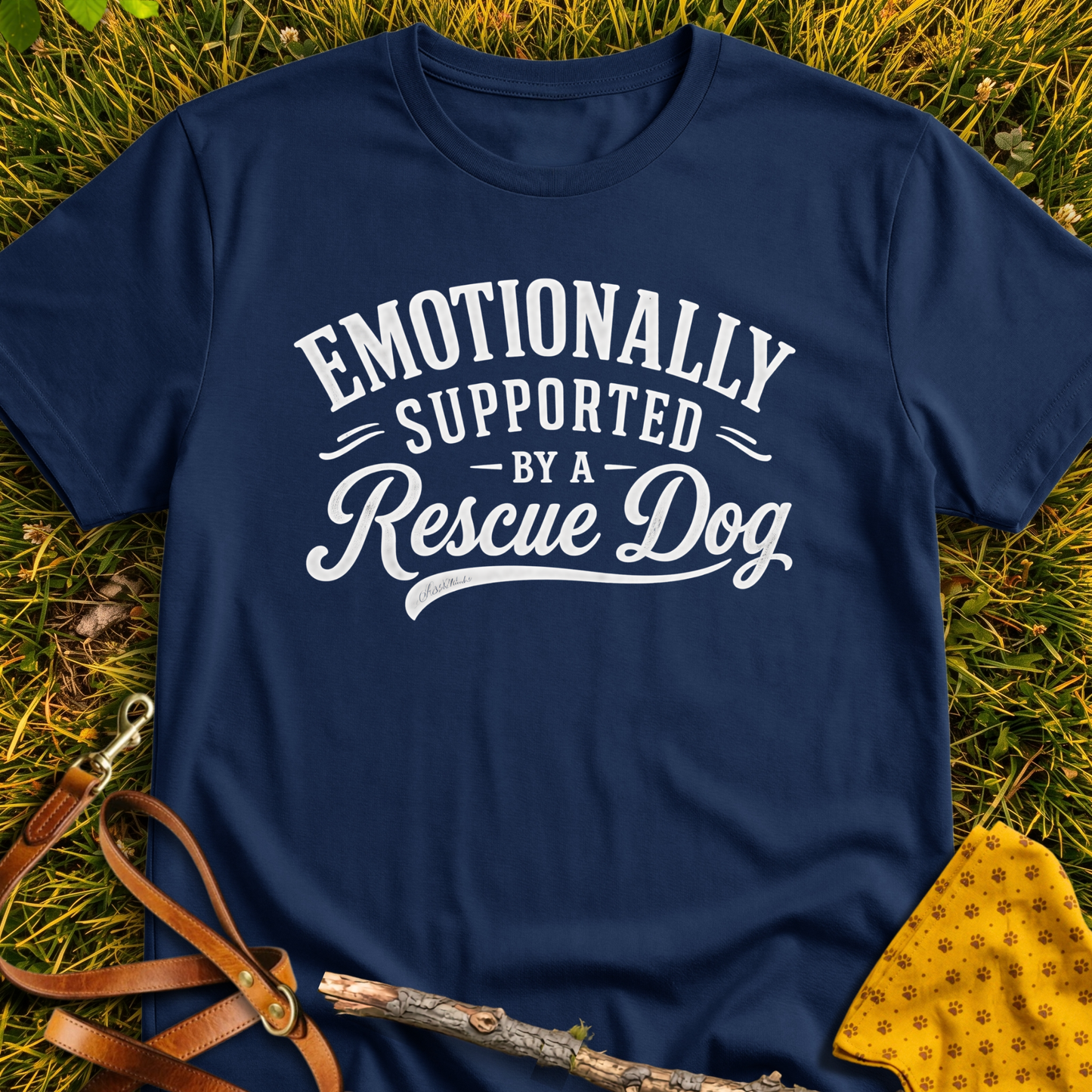 Emotionally Supported T-shirt T-shirt in Navy - Furever Mode rescue dog tee