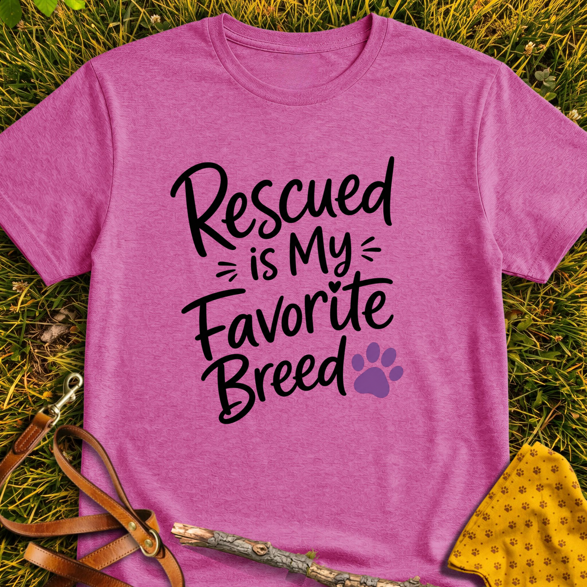 Favorite Breed T-shirt T-shirt in Heather Berry - Furever Mode rescue dog tee