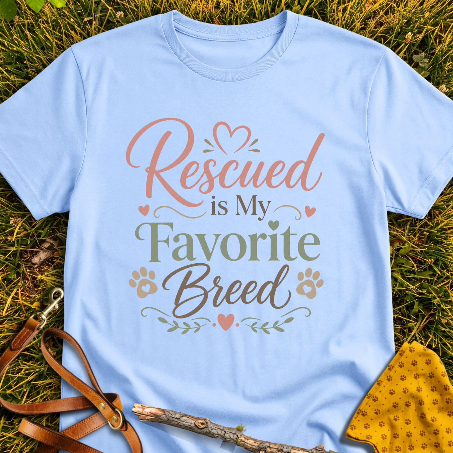 Favorite Breed T-shirt T-shirt in Light Blue - Furever Mode rescue dog tee