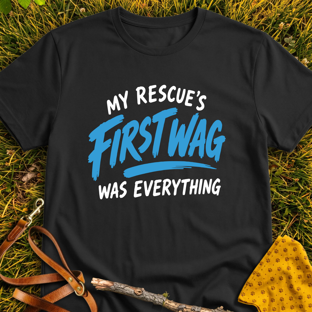 First Wag T-shirt T-shirt in Black - Furever Mode rescue dog tee