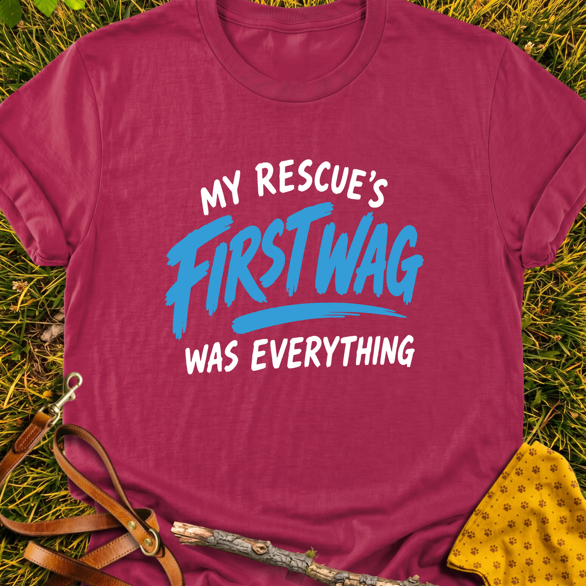 First Wag T-shirt T-shirt in Cardinal Red - Furever Mode rescue dog tee