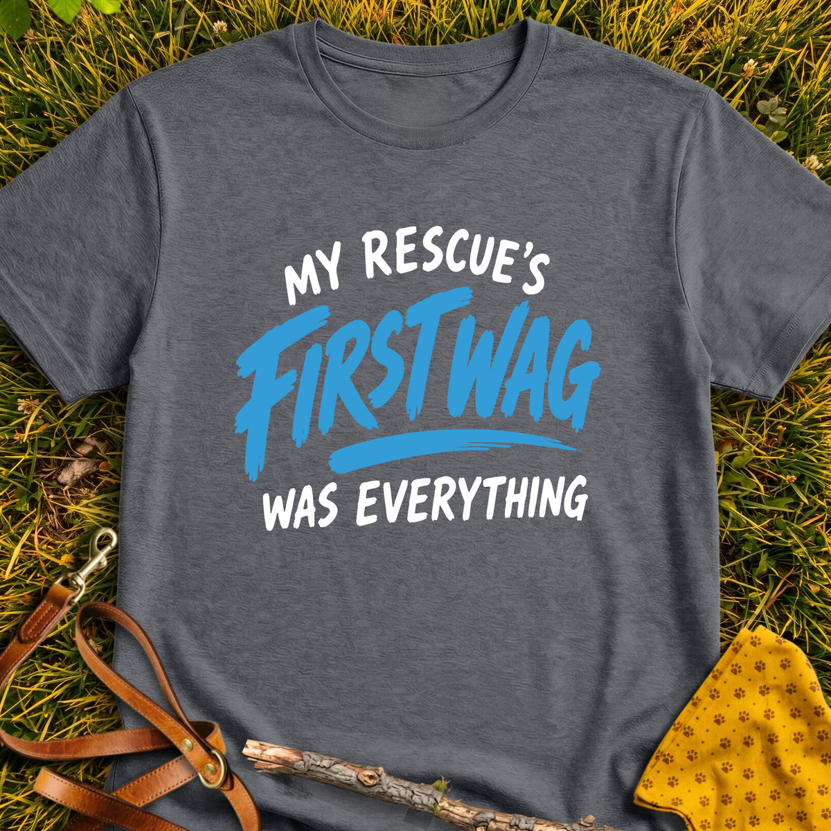 First Wag T-shirt T-shirt in Dark Heather - Furever Mode rescue dog tee