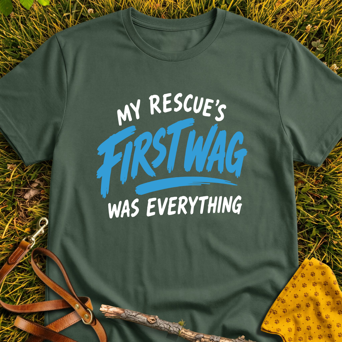 First Wag T-shirt T-shirt in Military Green - Furever Mode rescue dog tee