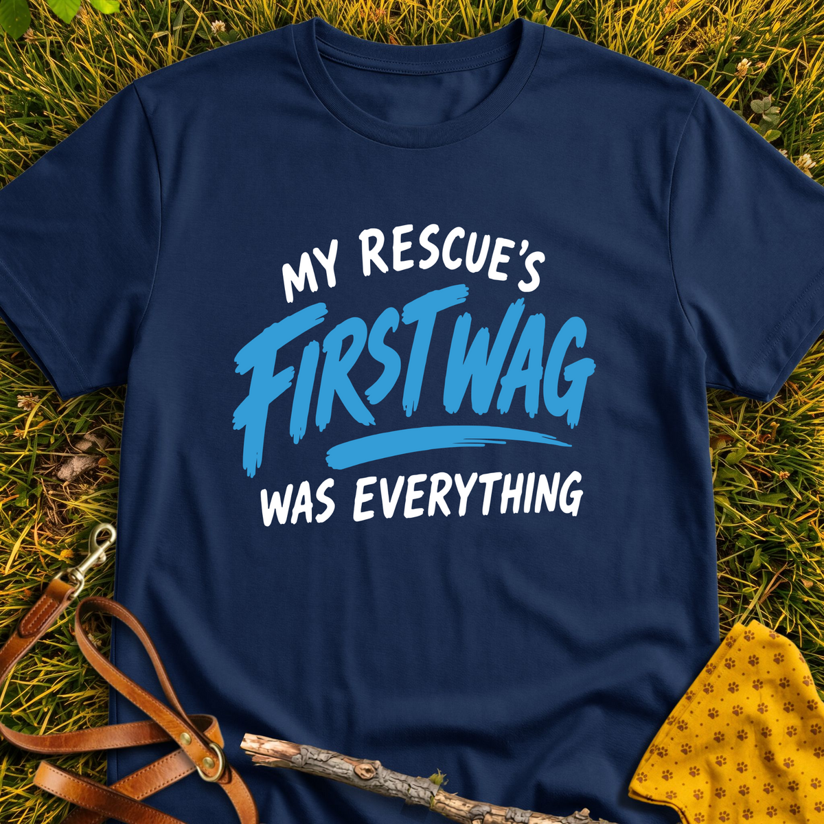 First Wag T-shirt T-shirt in Navy - Furever Mode rescue dog tee