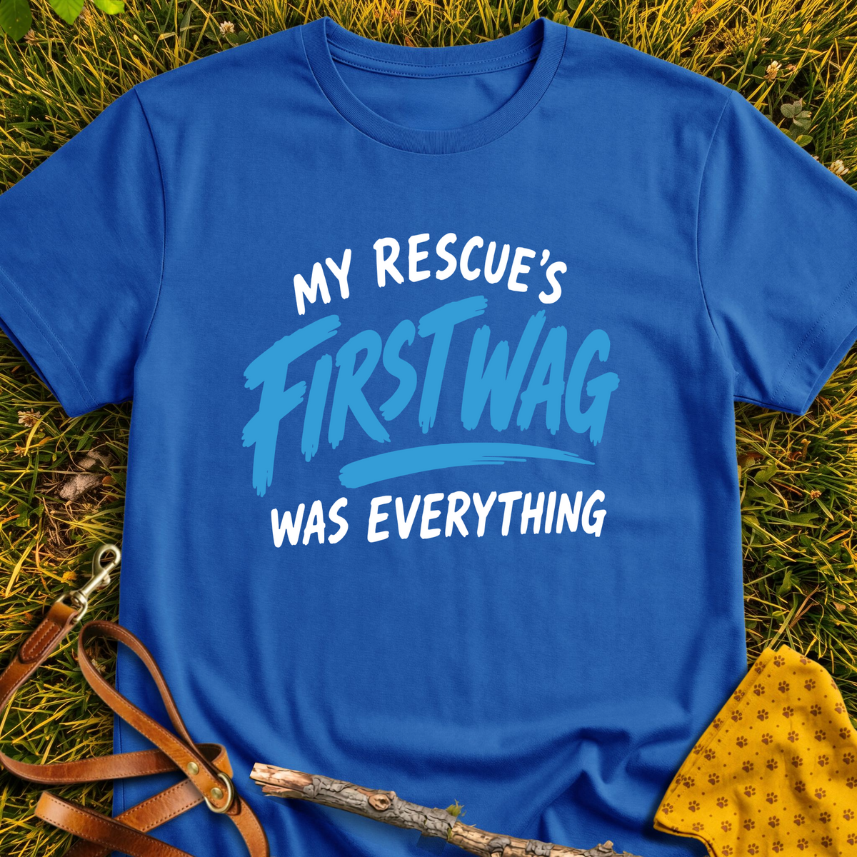 First Wag T-shirt T-shirt in Royal - Furever Mode rescue dog tee