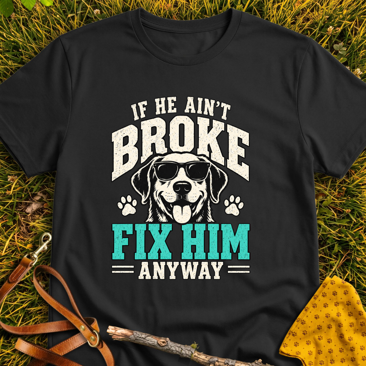 Fix Him T-shirt T-shirt in Black - Furever Mode rescue dog tee
