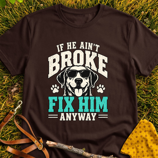 Fix Him T-shirt T-shirt in Dark Chocolate - Furever Mode rescue dog tee