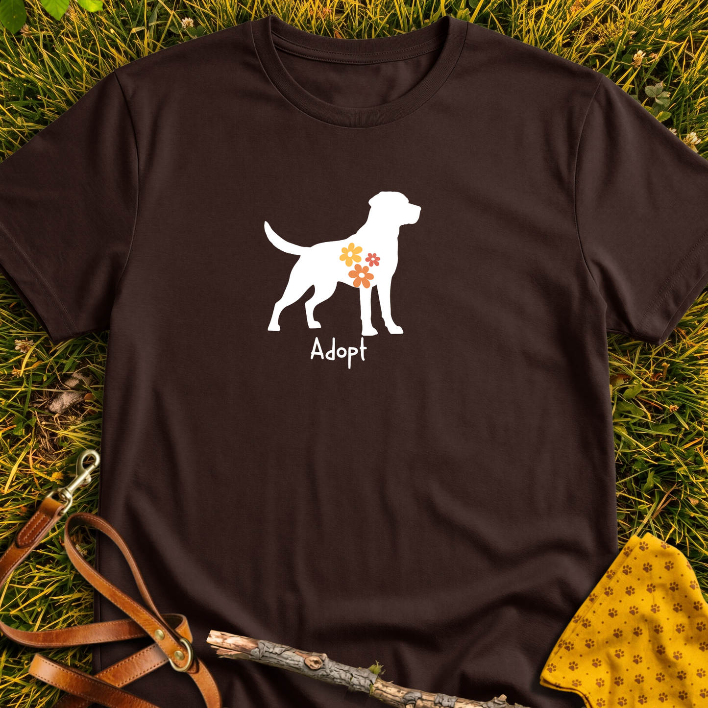Flower Dog T-shirt T-shirt in Dark Chocolate - Furever Mode rescue dog tee