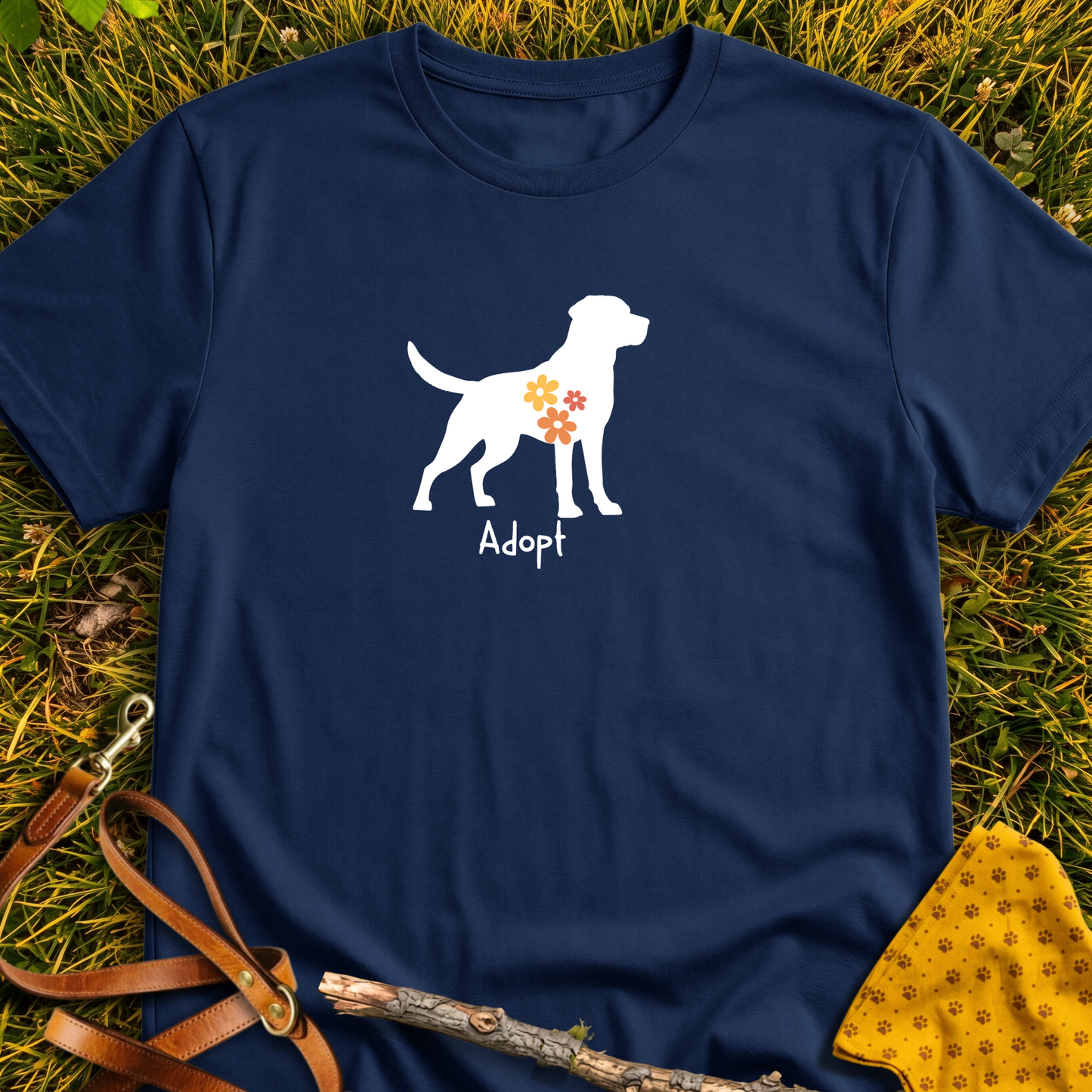 Flower Dog T-shirt T-shirt in Navy - Furever Mode rescue dog tee