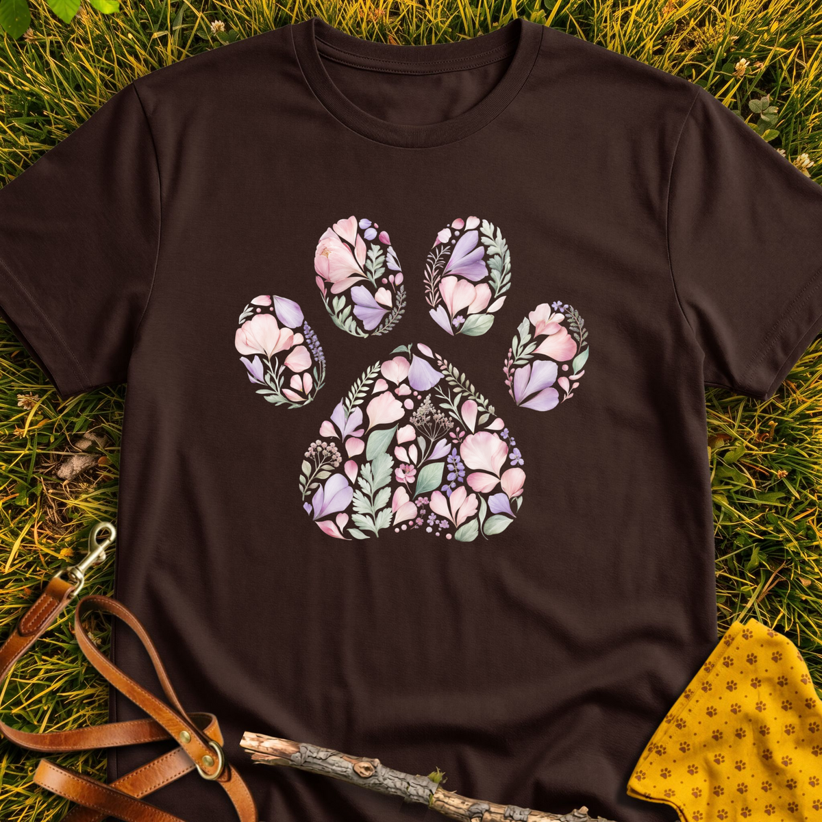 Flower Paw T-shirt T-shirt in Dark Chocolate - Furever Mode rescue dog tee