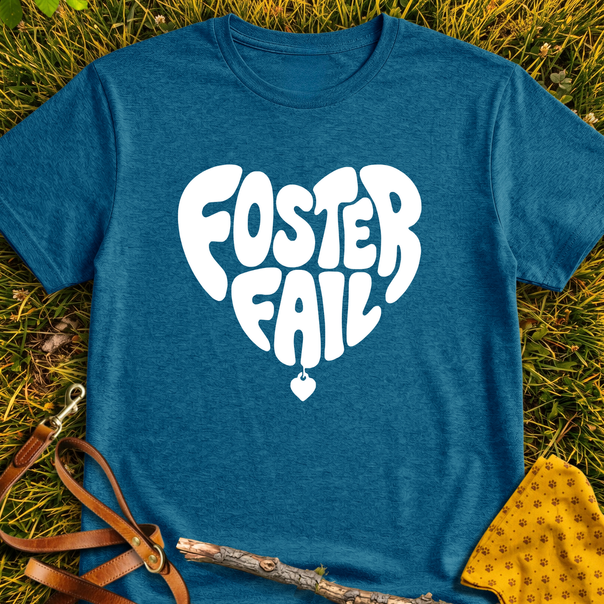 Foster Fail Heart T-shirt T-shirt in Antique Sapphire - Furever Mode rescue dog tee