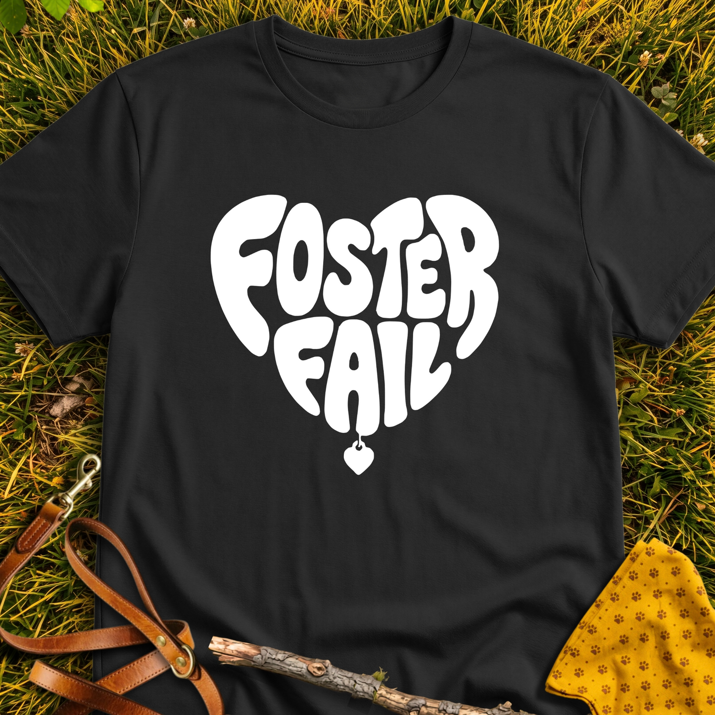 Foster Fail Heart T-shirt T-shirt in Black - Furever Mode rescue dog tee