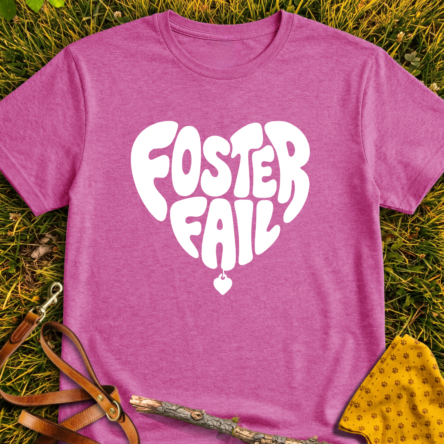 Foster Fail Heart T-shirt T-shirt in Heather Berry - Furever Mode rescue dog tee