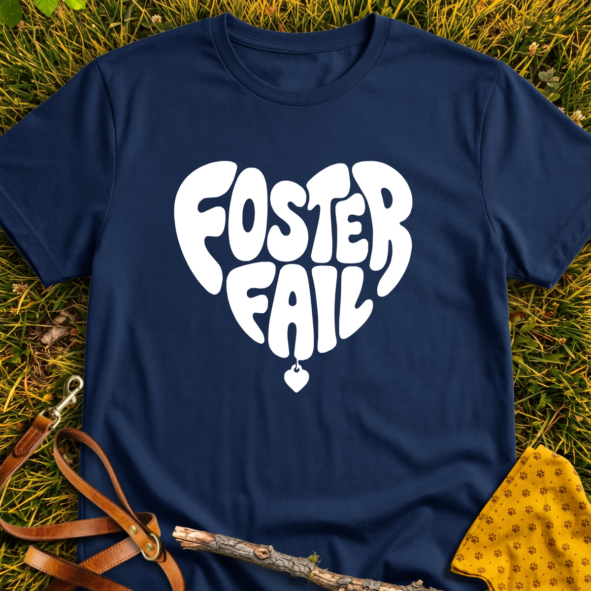 Foster Fail Heart T-shirt T-shirt in Navy - Furever Mode rescue dog tee