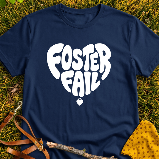 Foster Fail Heart T-shirt T-shirt in Navy - Furever Mode rescue dog tee