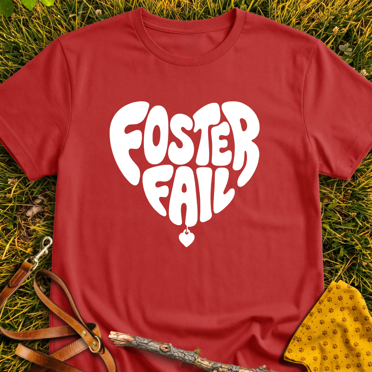 Foster Fail Heart T-shirt T-shirt in Red - Furever Mode rescue dog tee