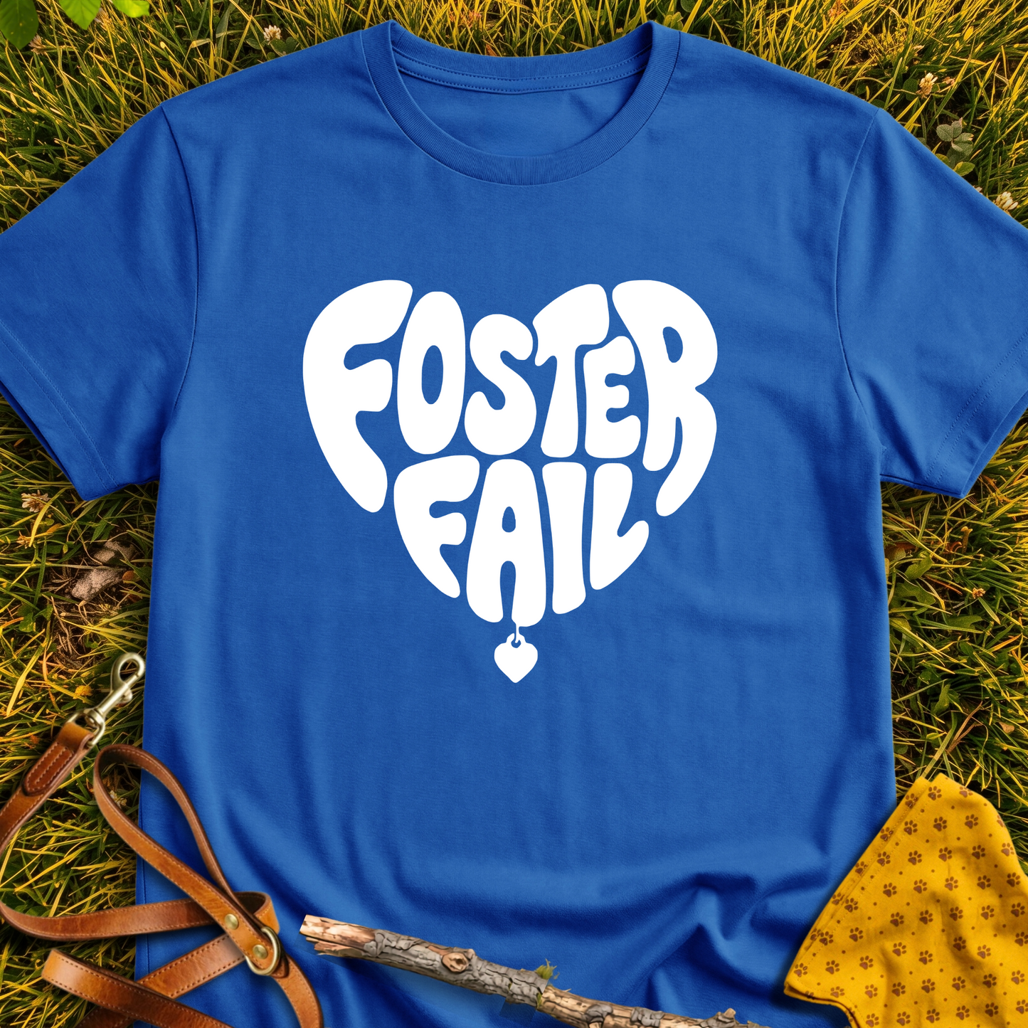 Foster Fail Heart T-shirt T-shirt in Royal - Furever Mode rescue dog tee