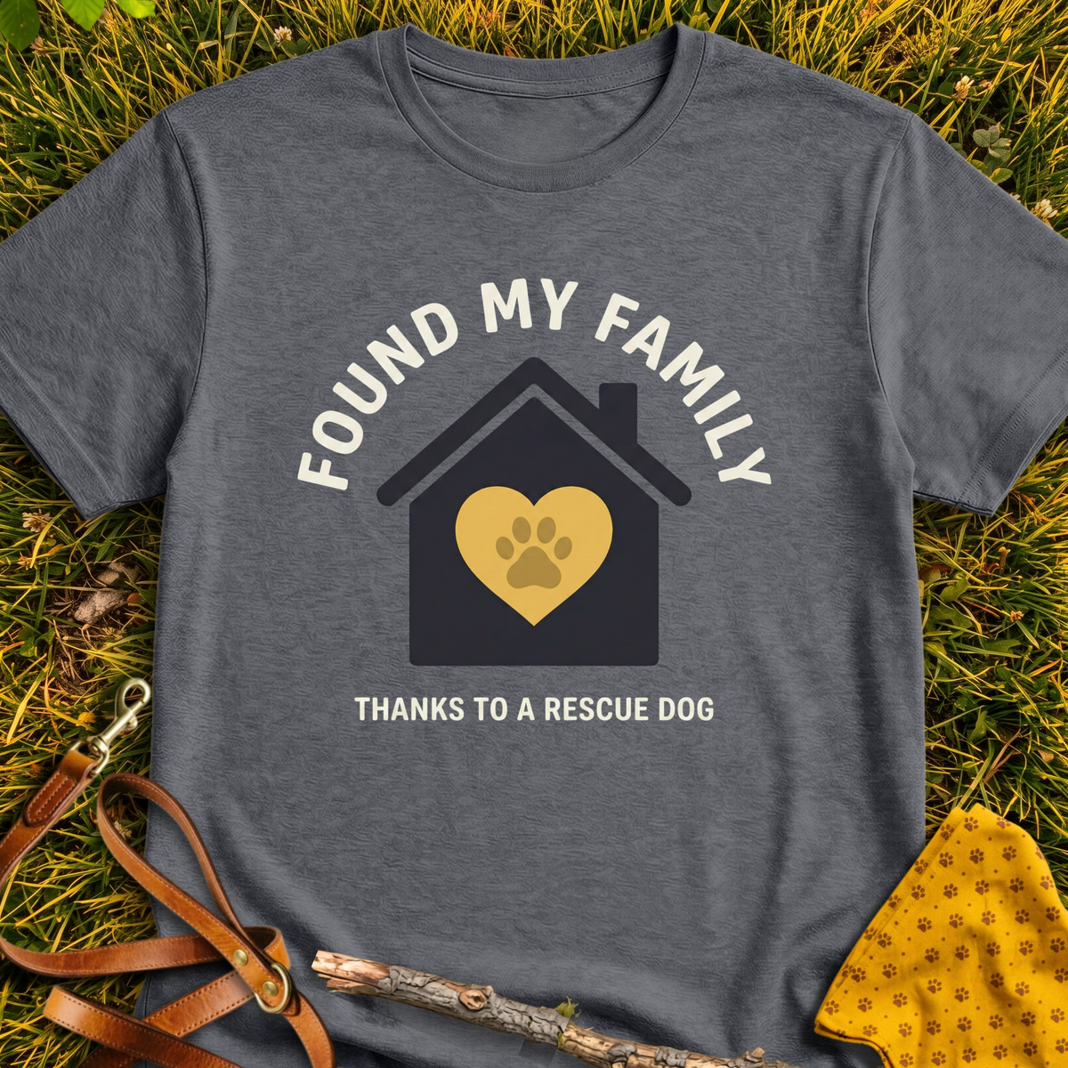 Found Family T-shirt T-shirt in Dark Heather - Furever Mode rescue dog tee
