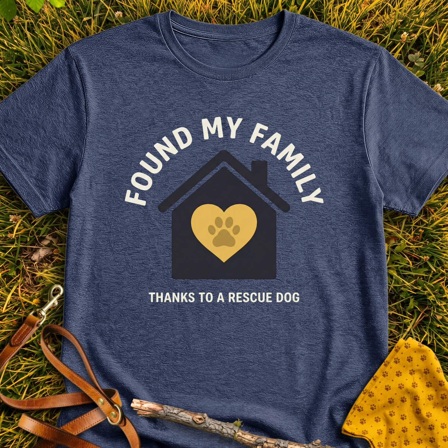 Found Family T-shirt T-shirt in Heather Navy - Furever Mode rescue dog tee