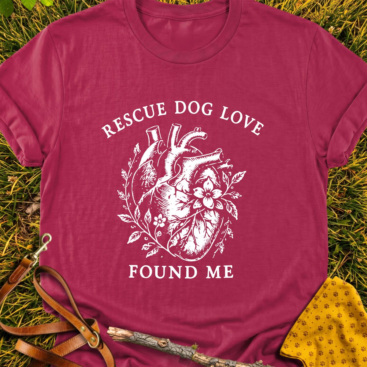 Found Love T-shirt T-shirt in Cardinal Red - Furever Mode rescue dog tee