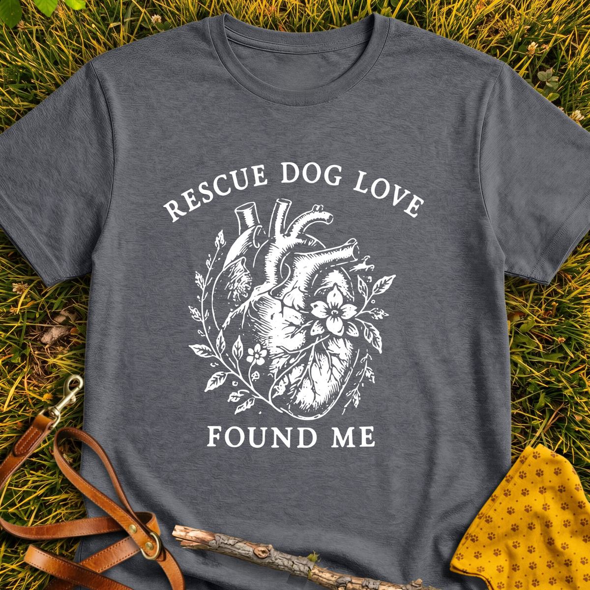 Found Love T-shirt T-shirt in Dark Heather - Furever Mode rescue dog tee