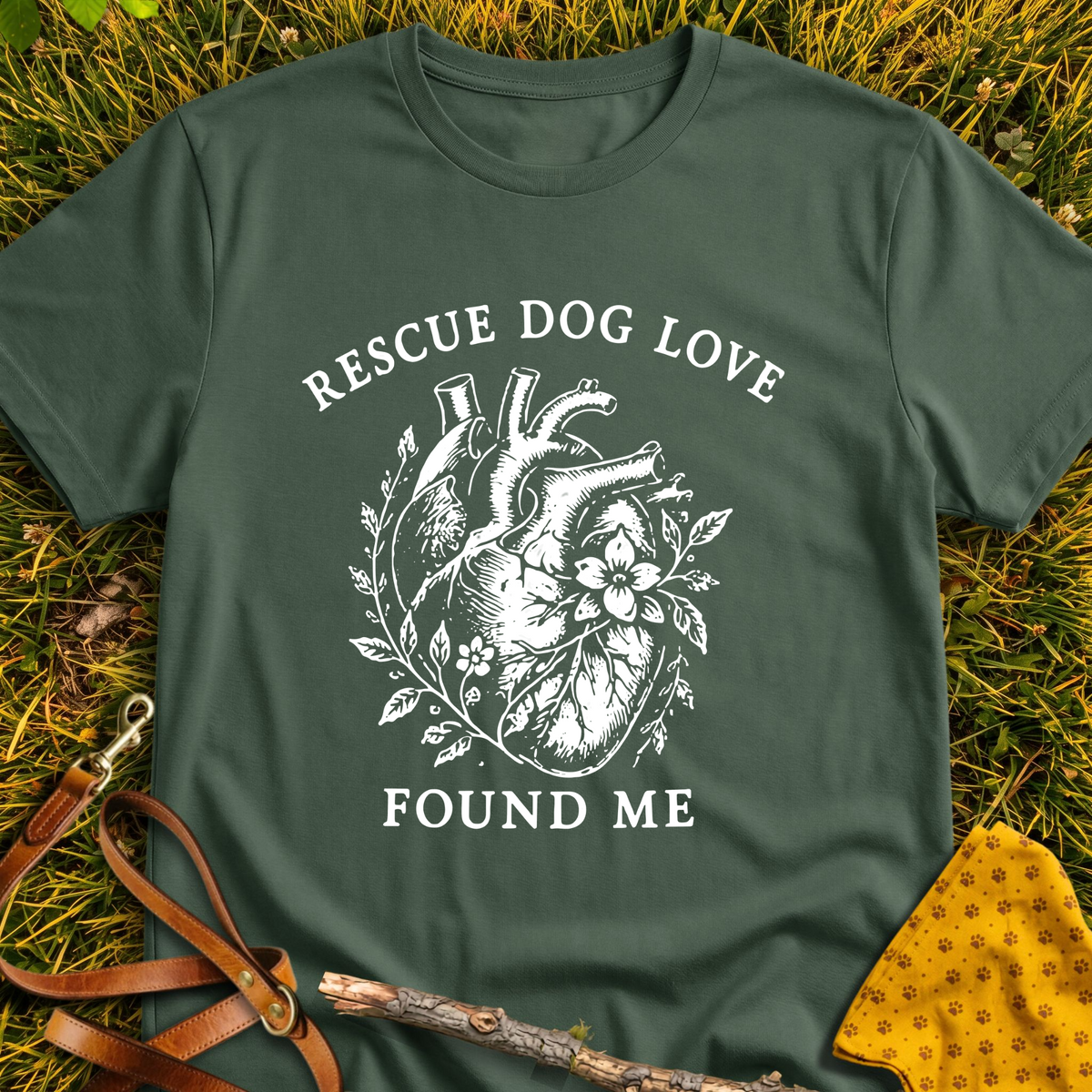 Found Love T-shirt T-shirt in Military Green - Furever Mode rescue dog tee