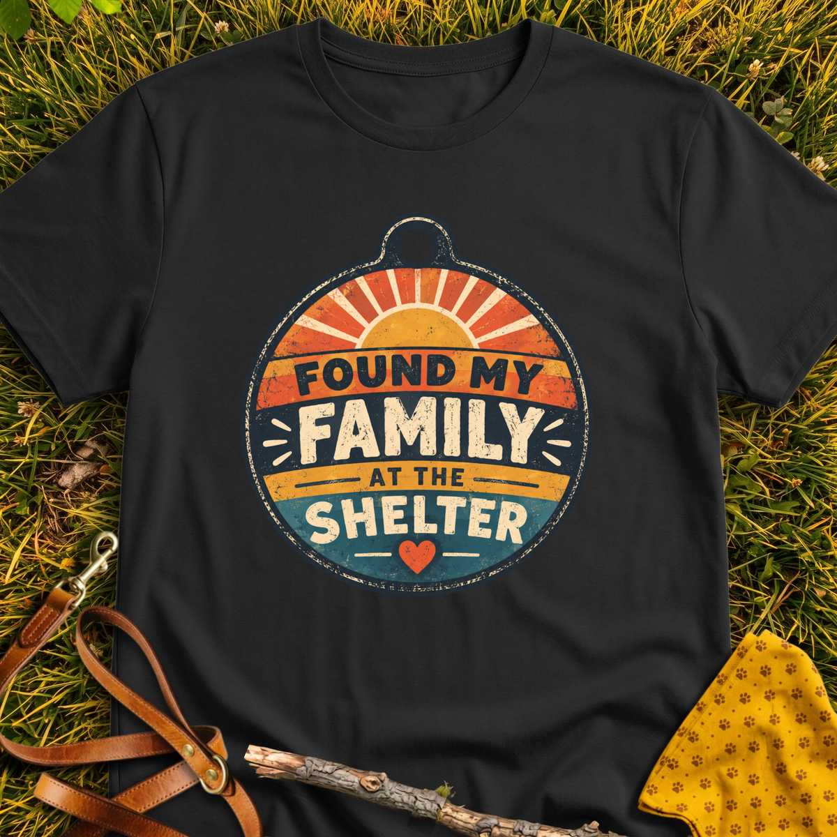Found My Family T-shirt T-shirt in Black - Furever Mode rescue dog tee