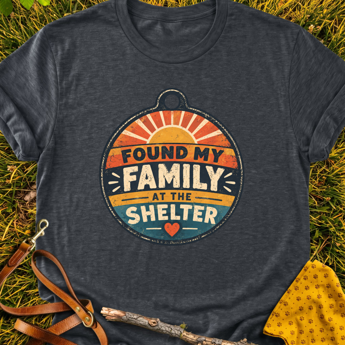 Found My Family T-shirt T-shirt in Dark Heather Grey - Furever Mode rescue dog tee