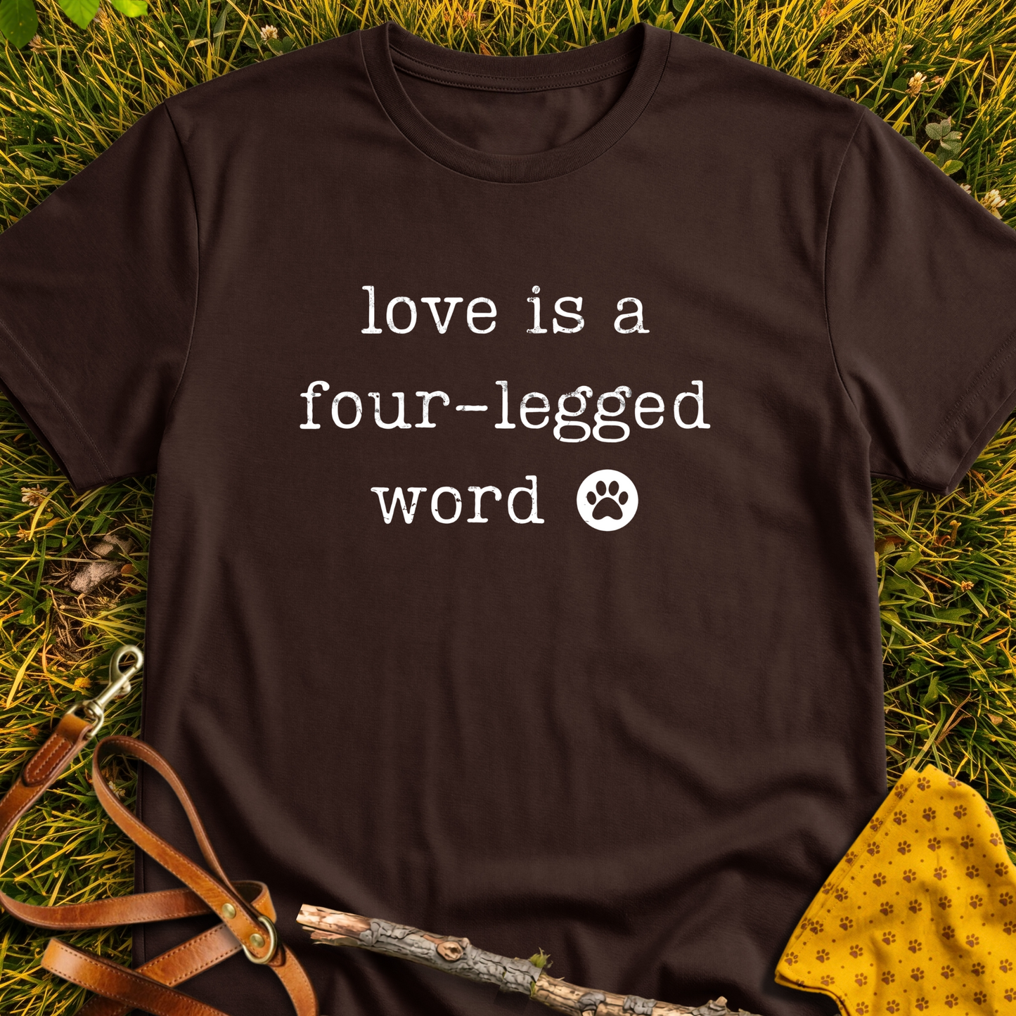 Four-Legged Word T-shirt T-shirt in Dark Chocolate - Furever Mode rescue dog tee