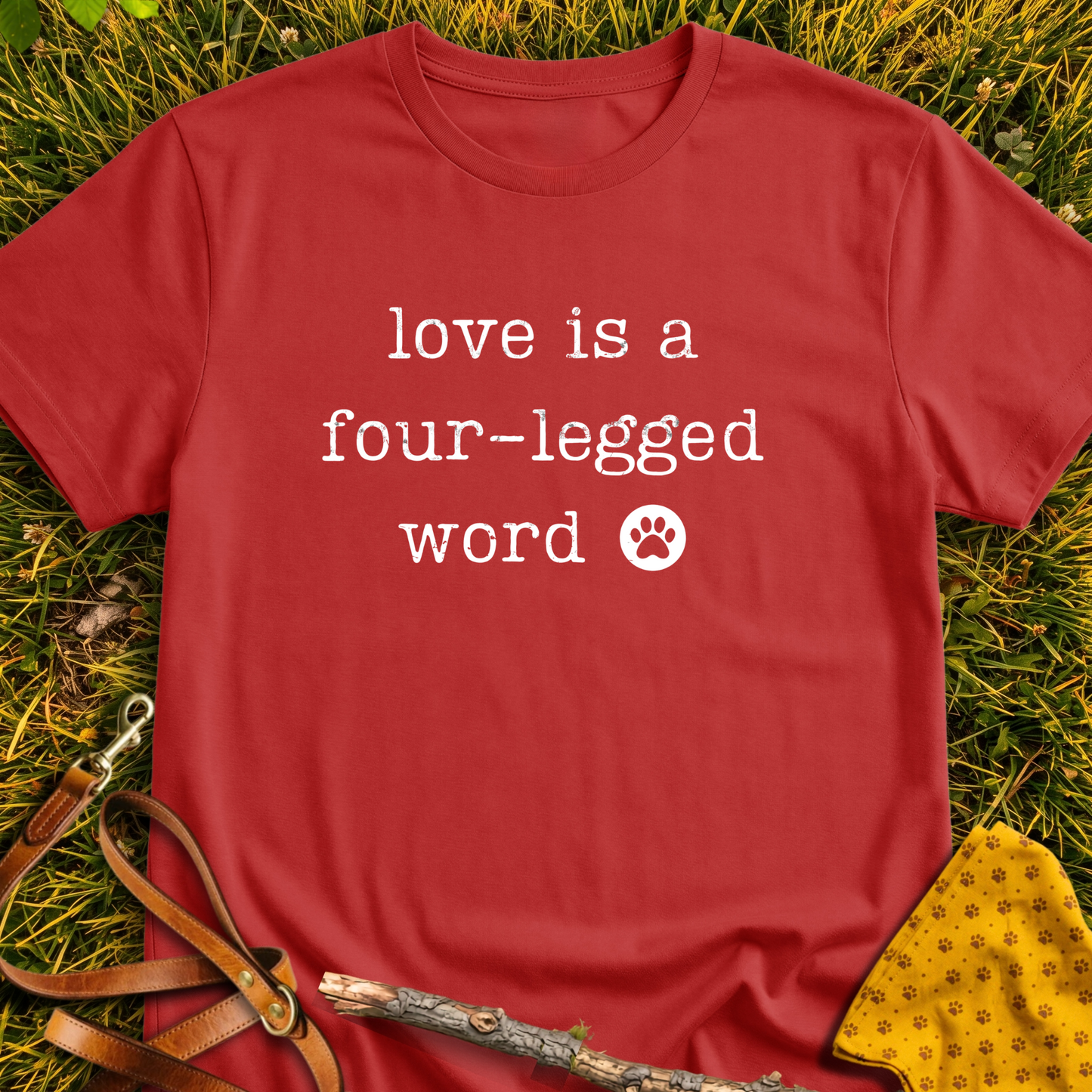 Four-Legged Word T-shirt T-shirt in Red - Furever Mode rescue dog tee