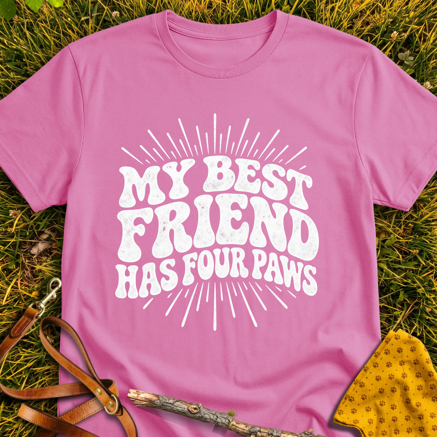 Four Paws T-shirt T-shirt in Azalea - Furever Mode rescue dog tee