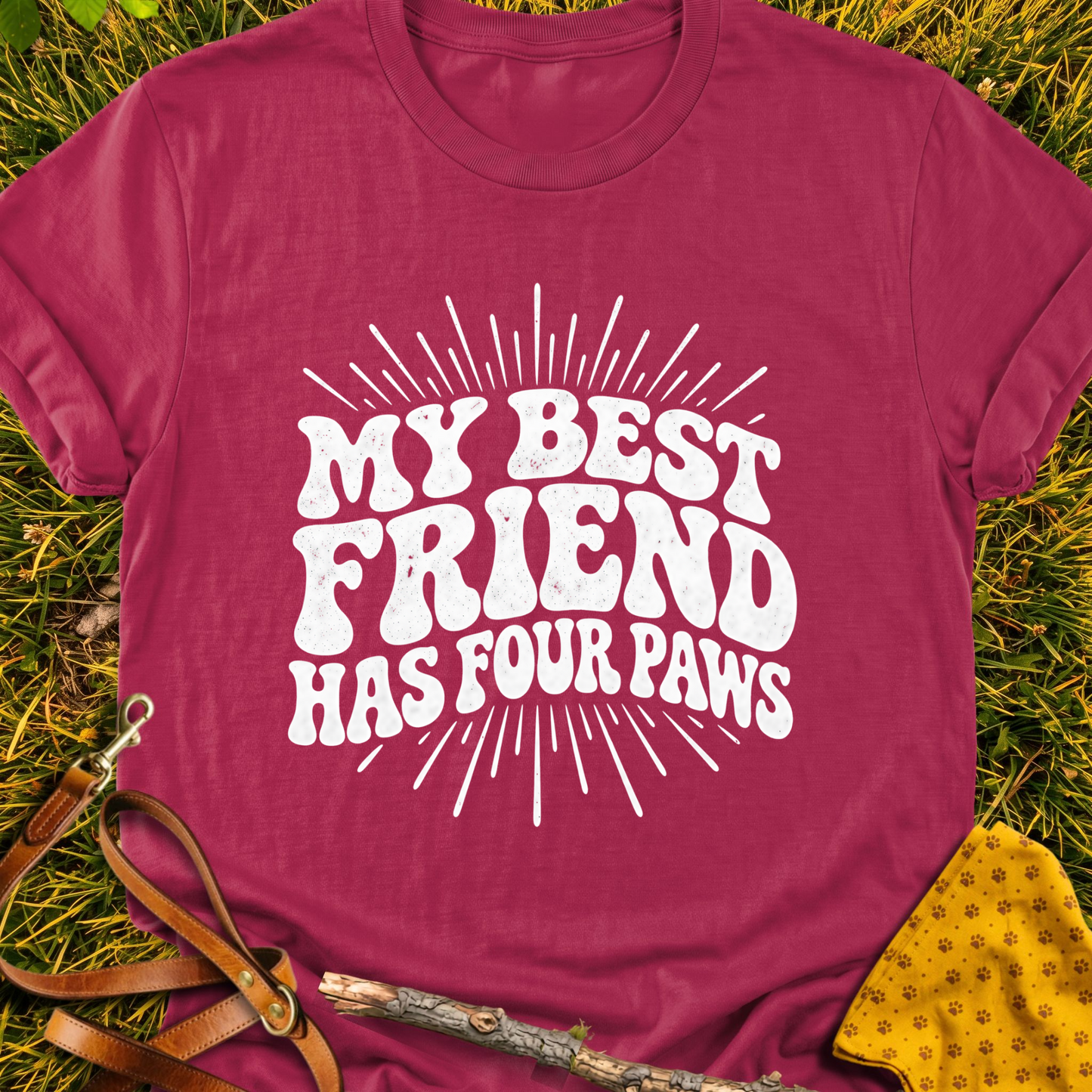 Four Paws T-shirt T-shirt in Cardinal Red - Furever Mode rescue dog tee