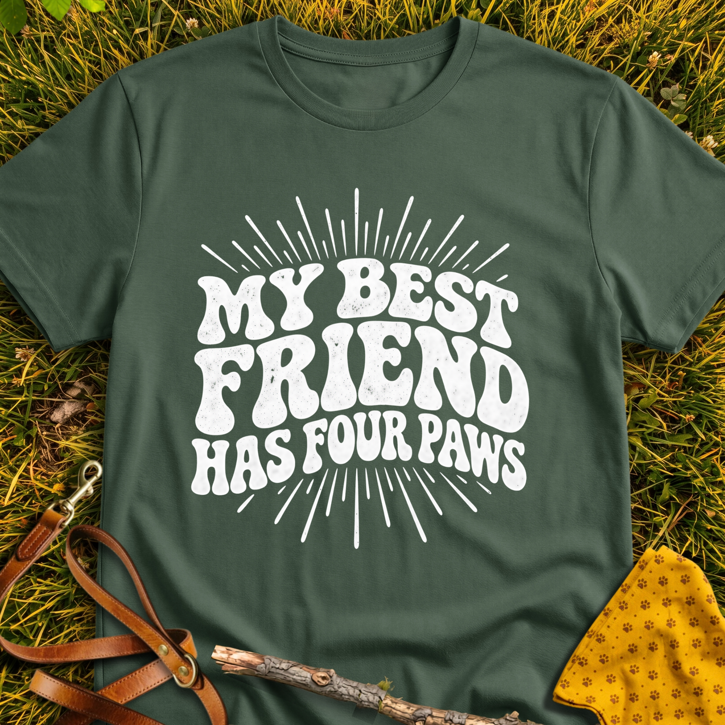 Four Paws T-shirt T-shirt in Military Green - Furever Mode rescue dog tee
