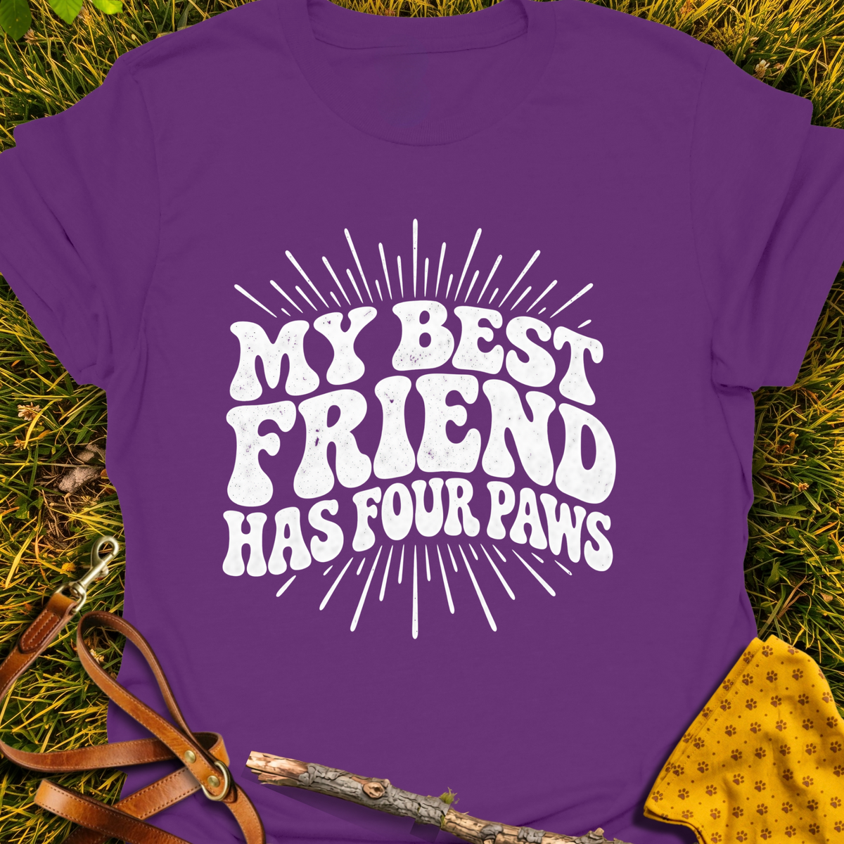 Four Paws T-shirt T-shirt in Purple - Furever Mode rescue dog tee
