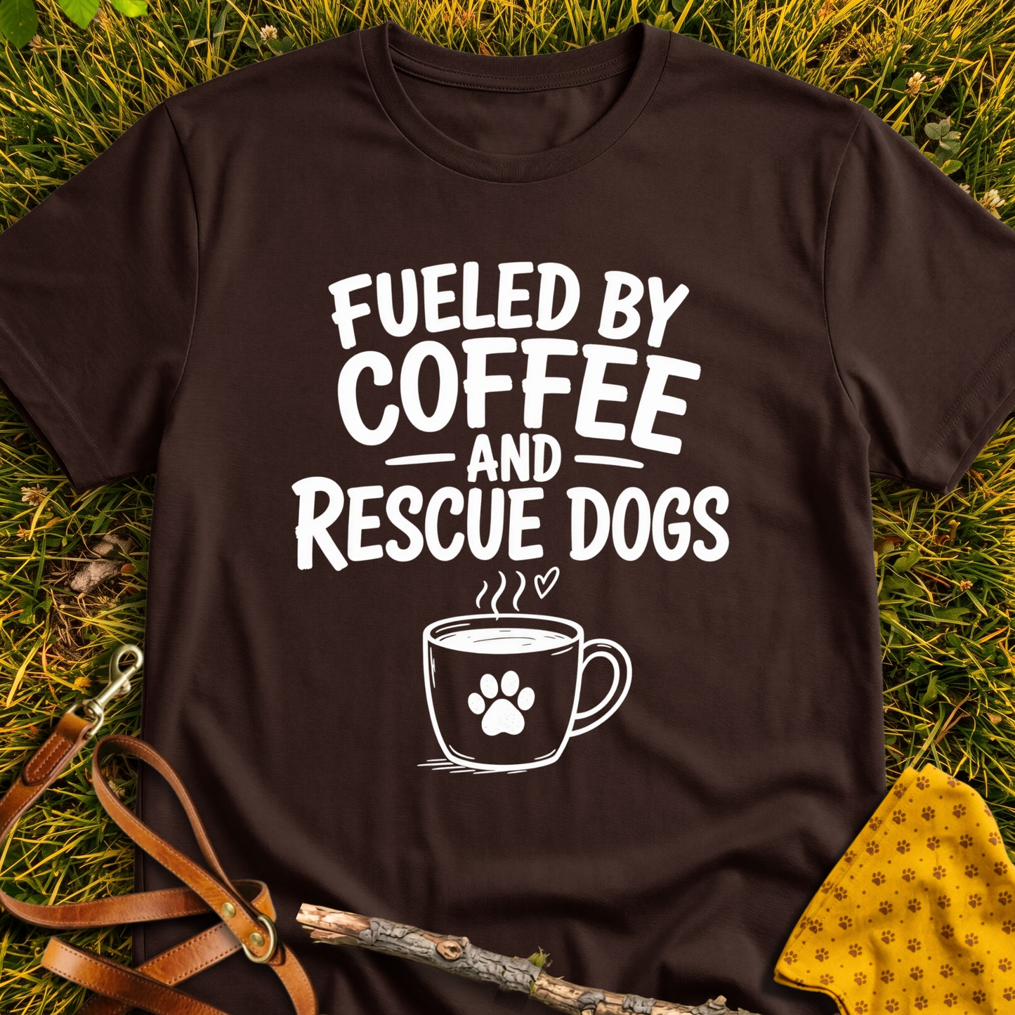 Fueled By T-shirt T-shirt in Dark Chocolate - Furever Mode rescue dog tee