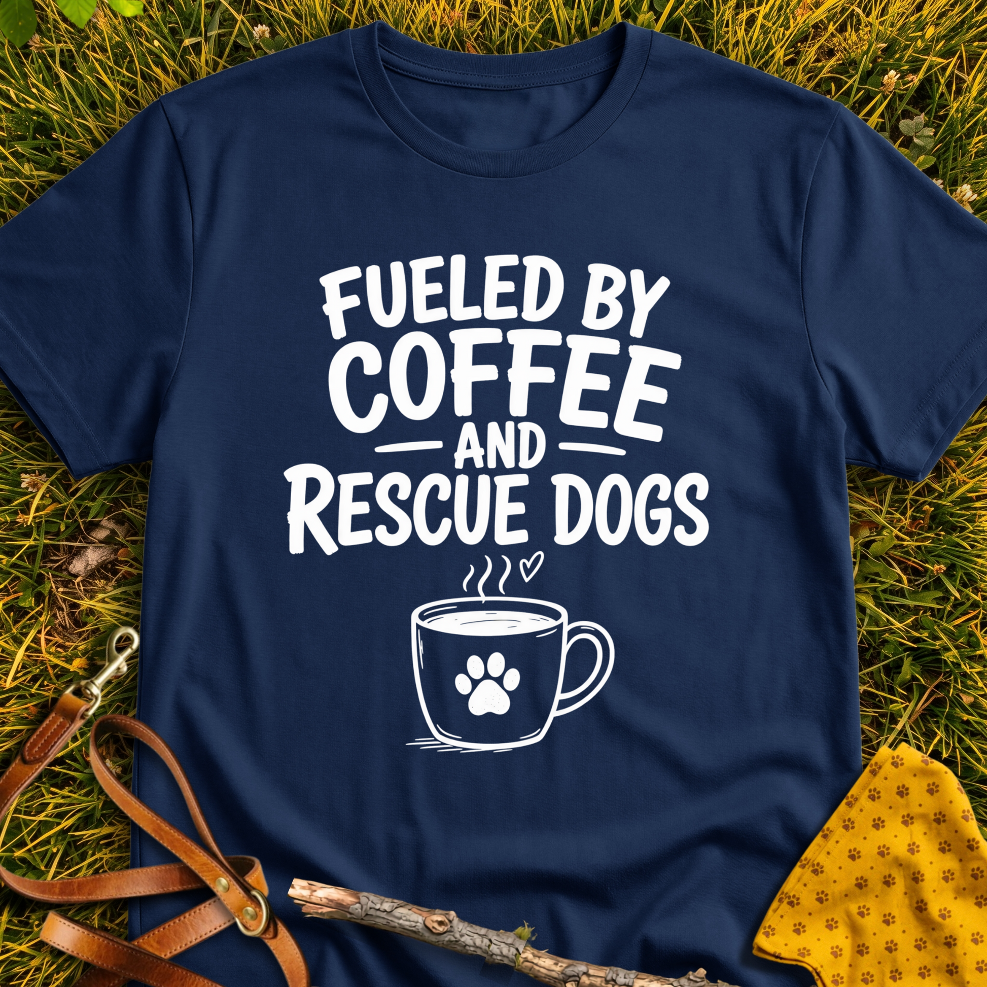 Fueled By T-shirt T-shirt in Navy - Furever Mode rescue dog tee