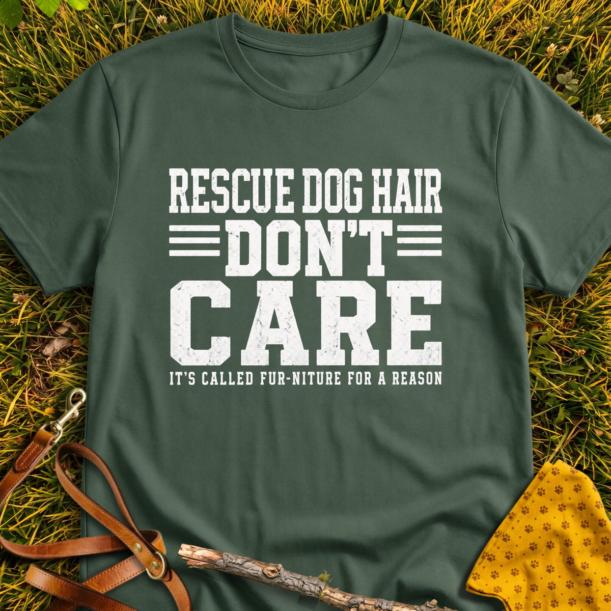 Fur-niture T-shirt T-shirt in Military Green - Furever Mode rescue dog tee