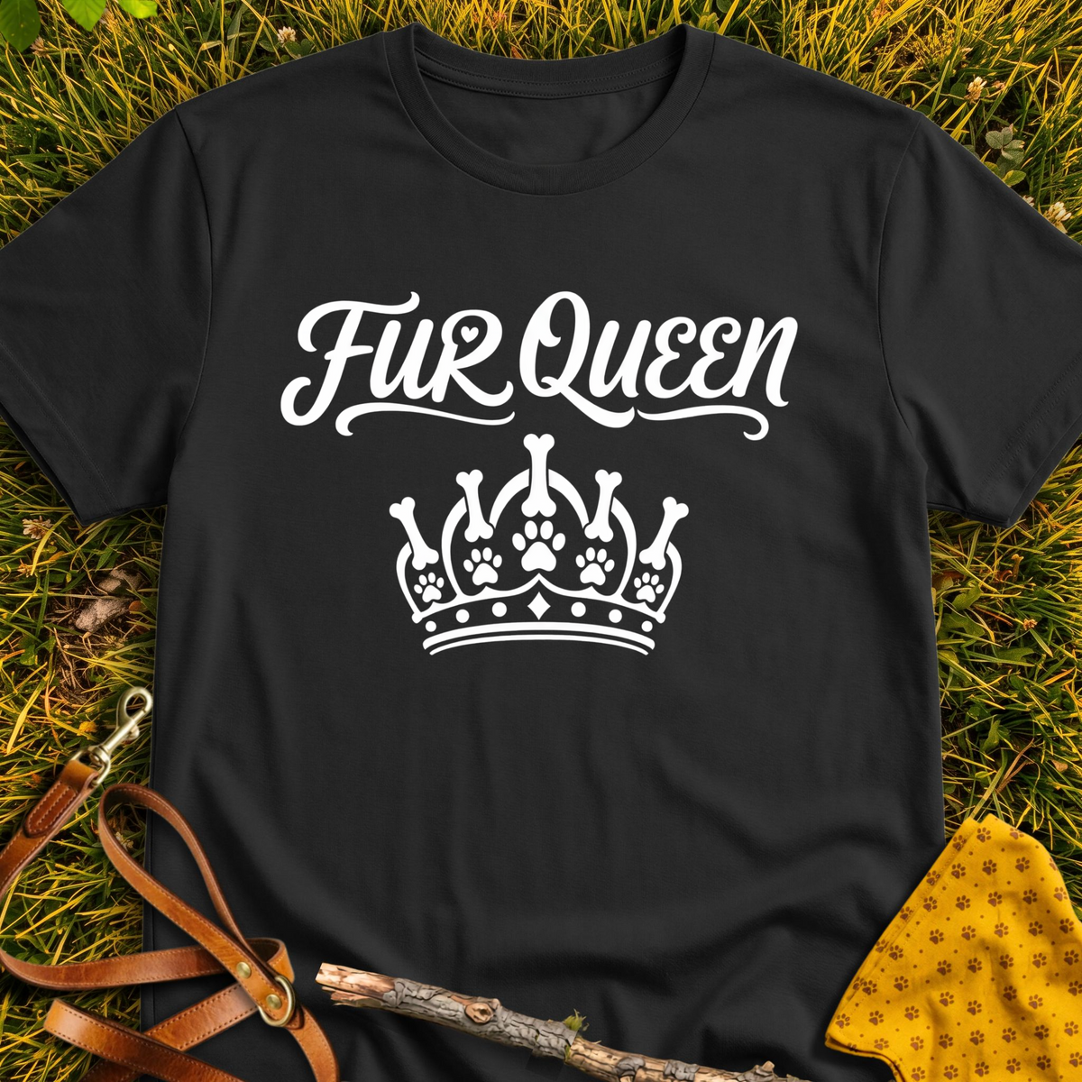 Fur Queen T-shirt T-shirt in Black - Furever Mode rescue dog tee