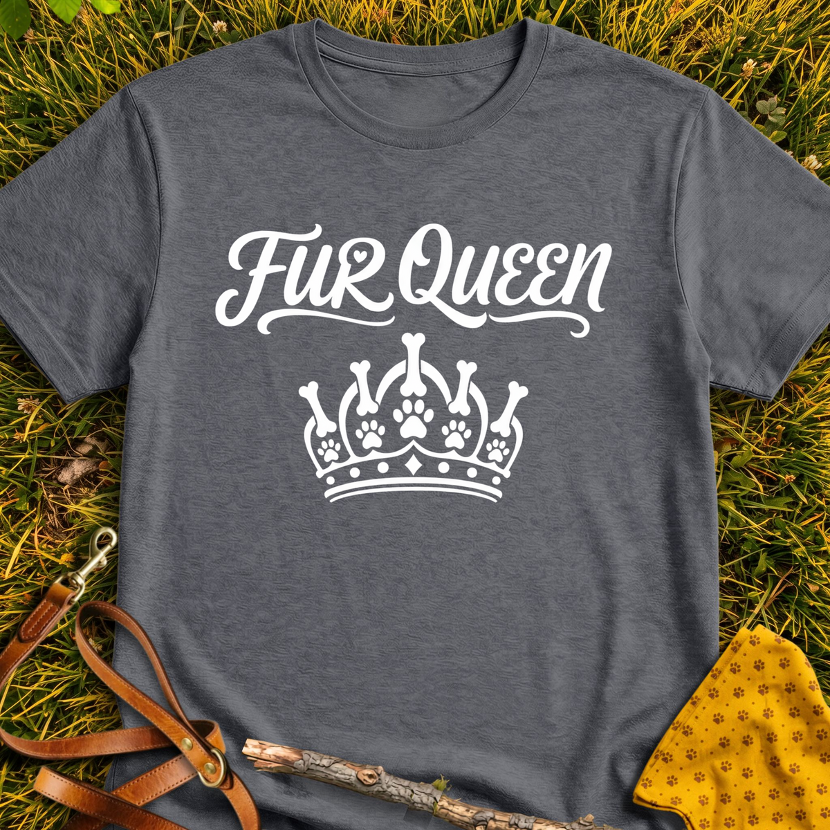 Fur Queen T-shirt T-shirt in Dark Heather - Furever Mode rescue dog tee