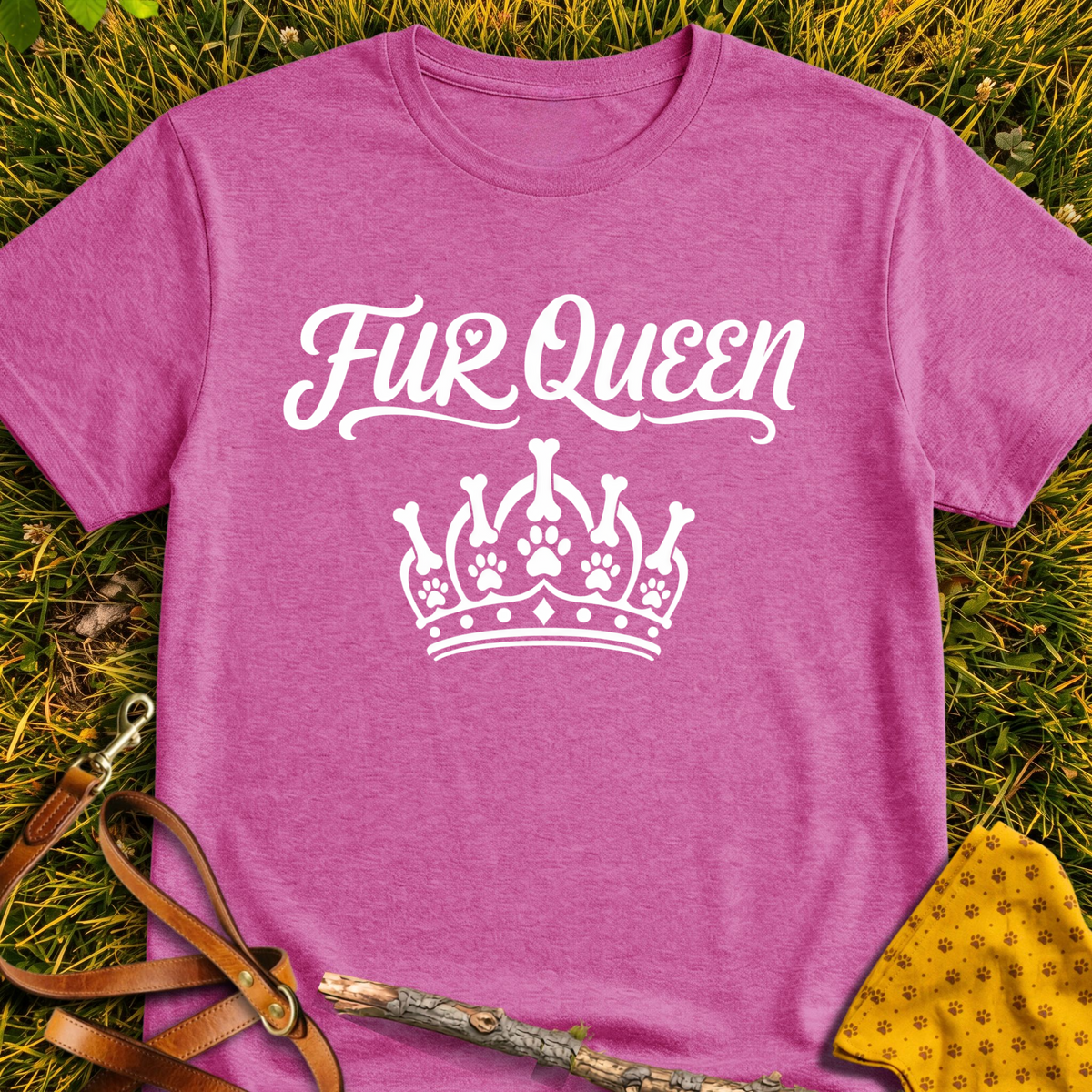 Fur Queen T-shirt T-shirt in Heather Berry - Furever Mode rescue dog tee